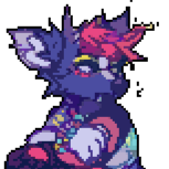 Pixel chibi of a purple ungulate